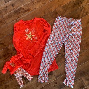 American Girl 14/16 Pajamas with Matching Doll Set Winter Christmas